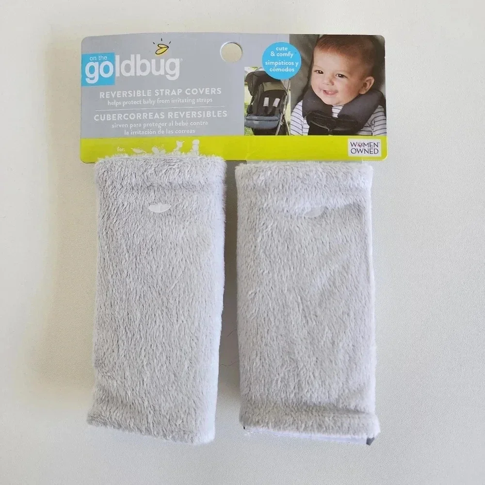 New On The Gold Bug Reversible Strap Covers Gray Baby Seat Padded Washable Solid